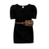 Summer children's solid color dress leopard print waist bag
